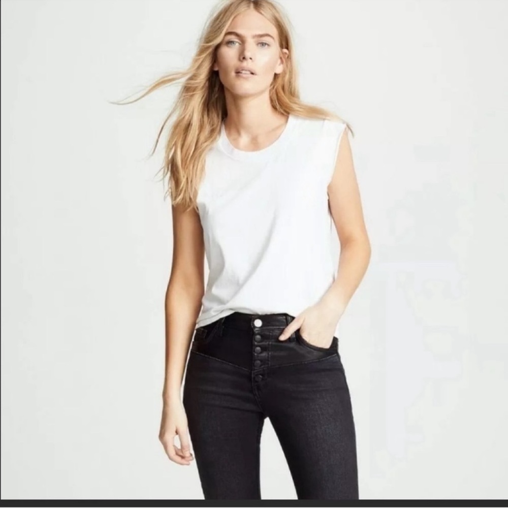 Current Elliott‎ Fused High Waist Stiletto Rocco Le jeans Black NWT leather 24